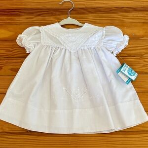 Carriage Boutique - White Baby Dress with Lace Details